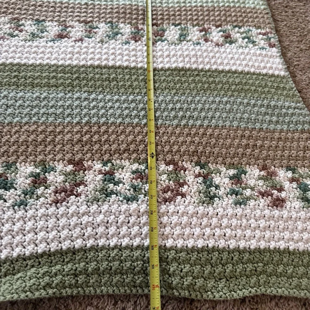 Crochet Afghan Blanket Throw Lap‎ Homemade Colorful Stripe 33x58.5 & Dish Towels